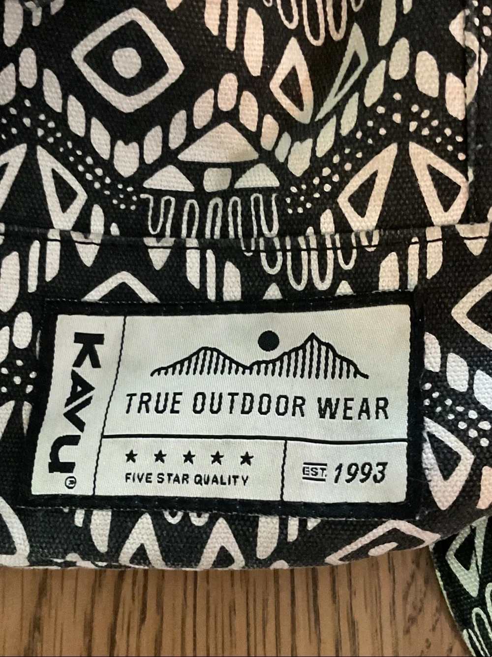 Kavu Black & White Geometric Canvas Backpack